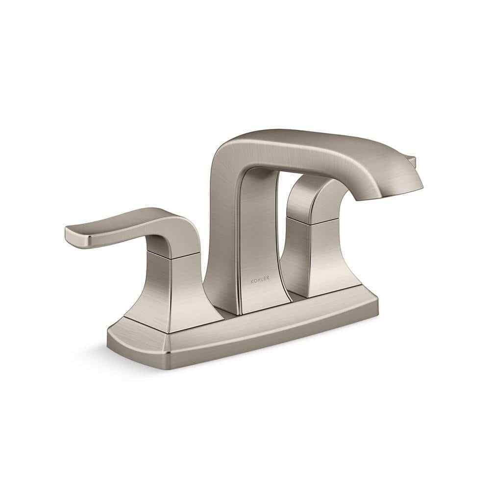 KOHLER Rubicon 4 in. Centerset Double Handle Bathroom Faucet in Brushed Nickel