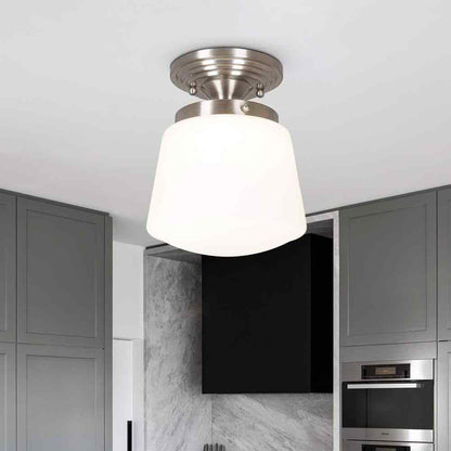 Cresswell LED 9.75 in. Brushed Nickel Vintage Inspired Semi Flush Mount