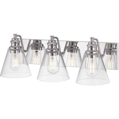 Hampton Bay Manor 24" 3-Light Polished Nickel Industrial Bathroom Vanity Light