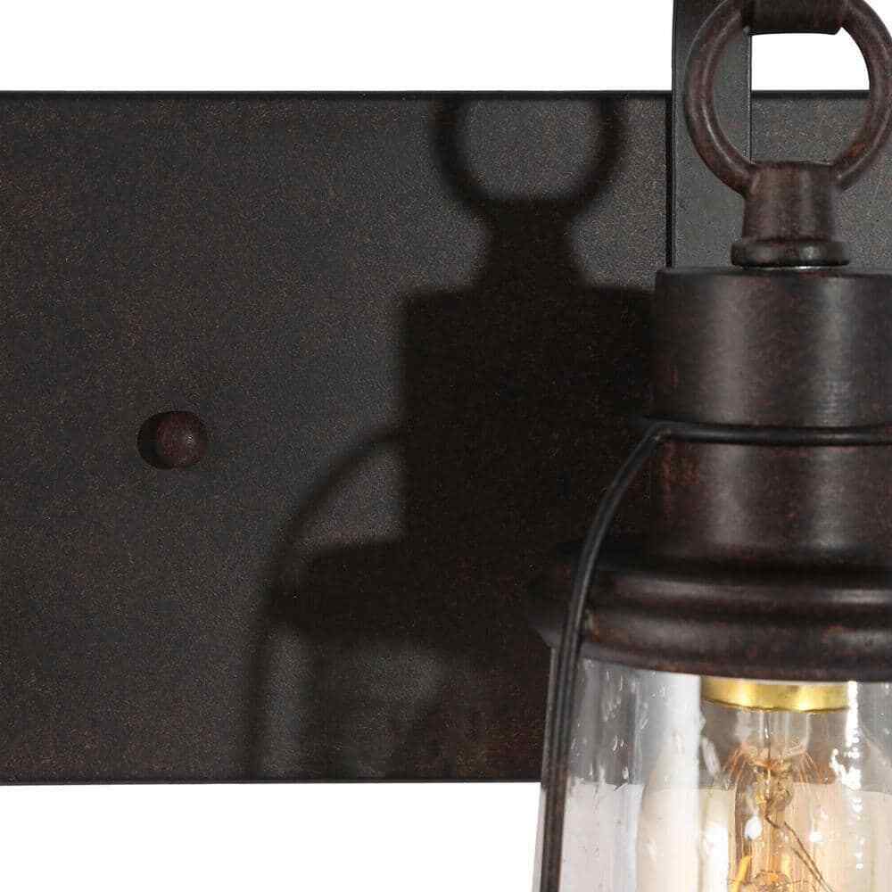 Uolfin Farmhouse Bronze Vanity Light Bathroom Wall Sconce w/ Glass Shades