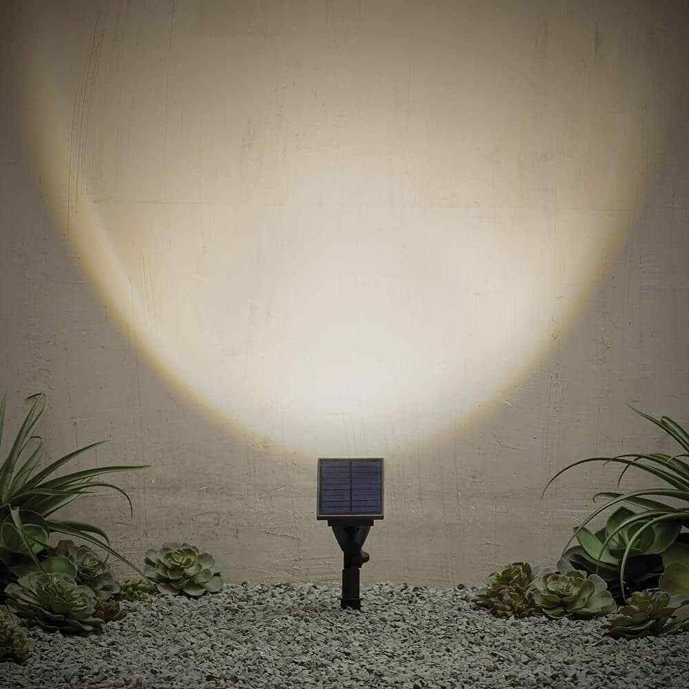 Hampton Bay Solar Black Outdoor LED Spotlight 2-Pack Weather/Rust Resistant