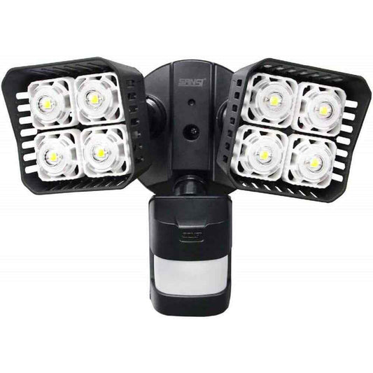 SANSI 30-Watt 3400 Lumens Black Motion Activated Outdoor LED 5000K Flood Light