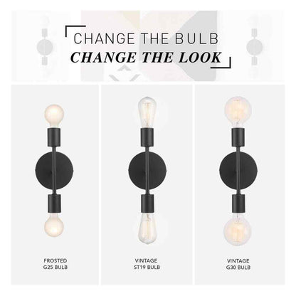 Hampton Bay Stockport 2-Light Matte Black Wall Sconce 65742