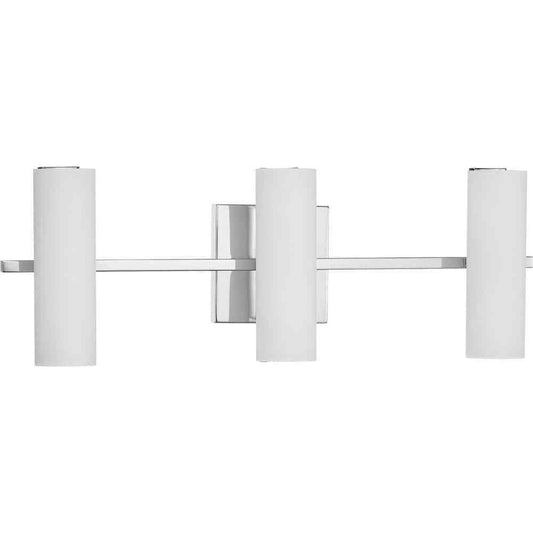 Progress Lighting 3-Light Polished Chrome Etched White Glass Vanity Light