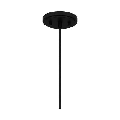 Hampton Bay Highler 1-Light Matte Black Pendant with Matte Black Rattan Shade