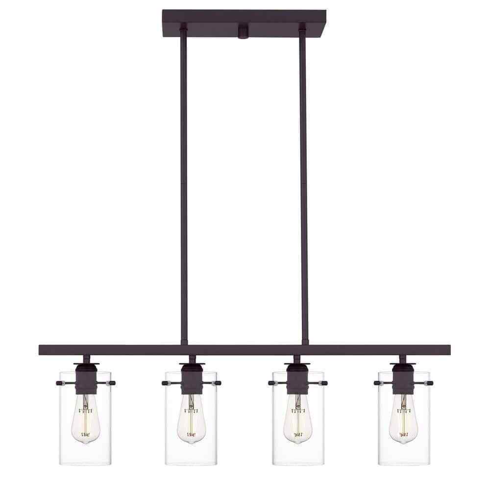 Hampton Bay Regan Espresso Linear Kitchen Chandelier w/ Glass Shades