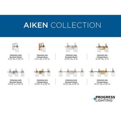 Progress Lighting Aiken 3-Light Vintage Brass Clear Glass Bath Vanity Light
