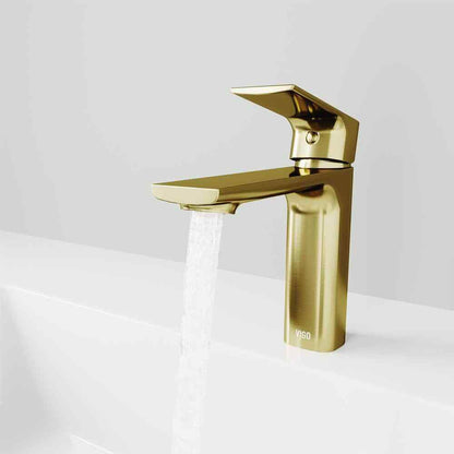 VIGO Davidson Single Handle Single-Hole Bathroom Faucet in Matte Brushed Gold