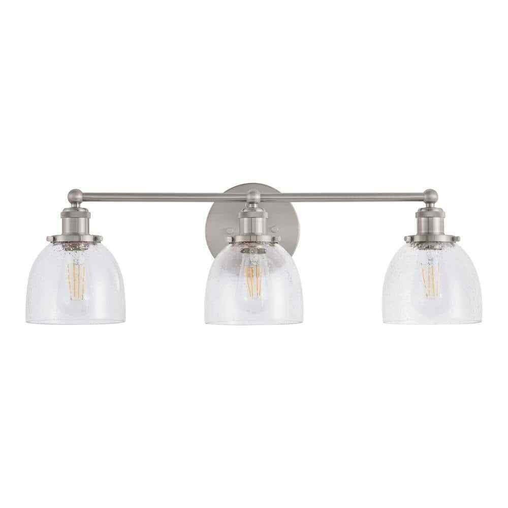 Home Decorators Evelyn 26.75 in. 3-Light Brushed Nickel Vanity Light