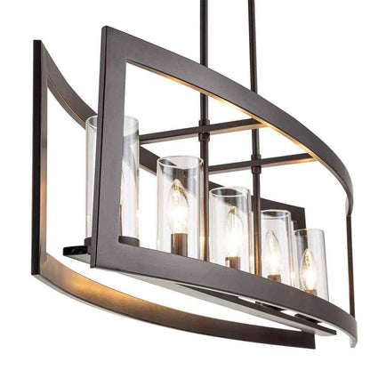 RRTYO Sylvette 5-Light Oil Rubbed Bronze Kitchen Curved Island Chandelier