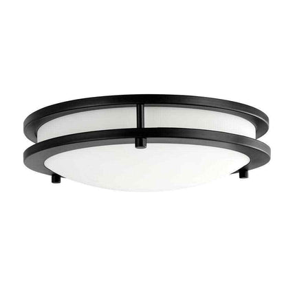 Hampton Bay Flaxmere 12 in. Matte Black Integrated LED Flush Mount Ceiling Light
