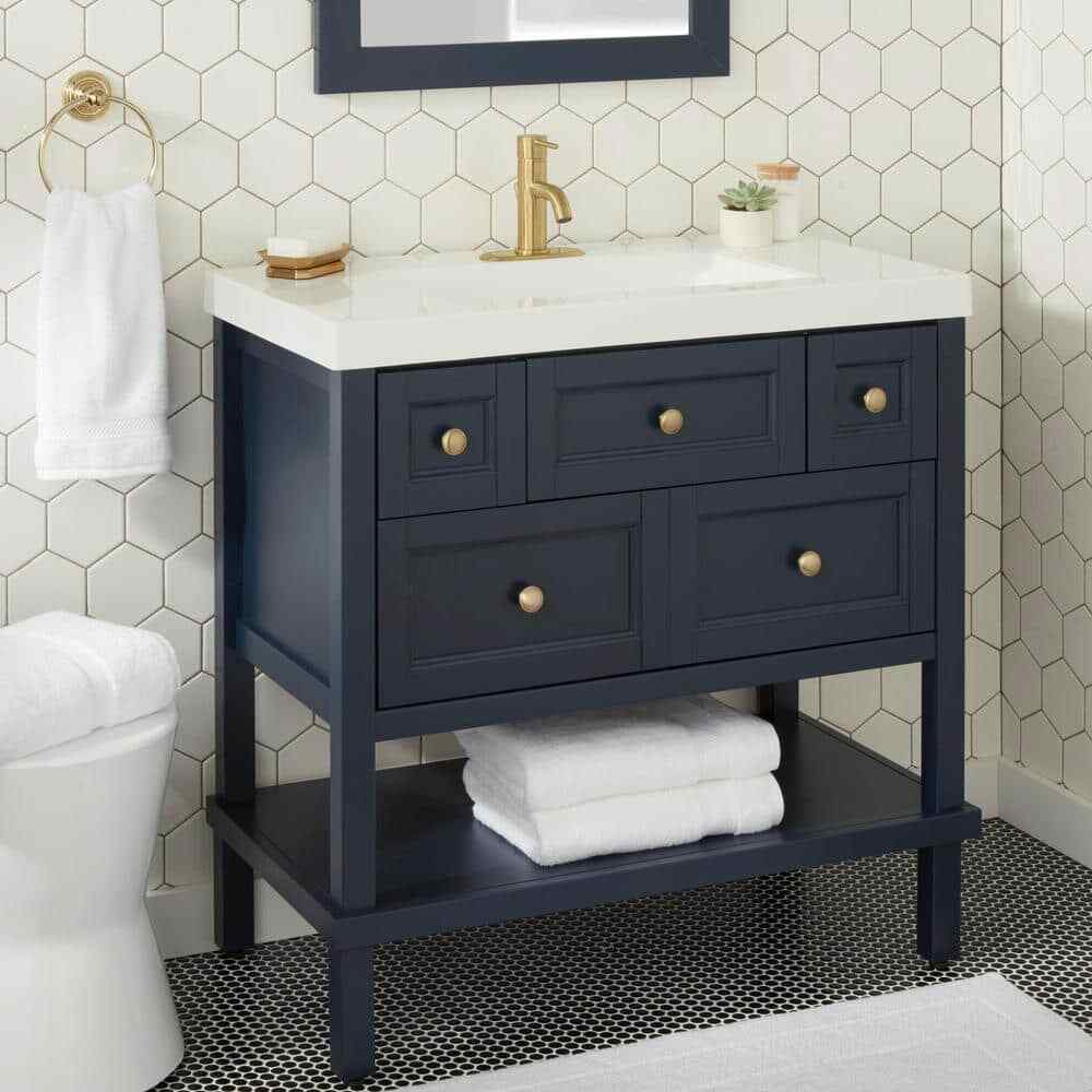 Glacier Bay Modern Single-Handle Low-Arc Bathroom Faucet in Matte Gold