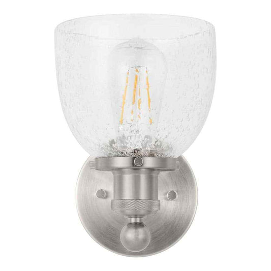 Home Decorators Evelyn 6 in. 1-Light Brushed Nickel Wall Mount Sconce Light