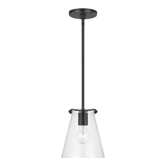 Sea Gull Lighting Blaine 1-Light Matte Black Hanging Pendant w/ Clear Glass