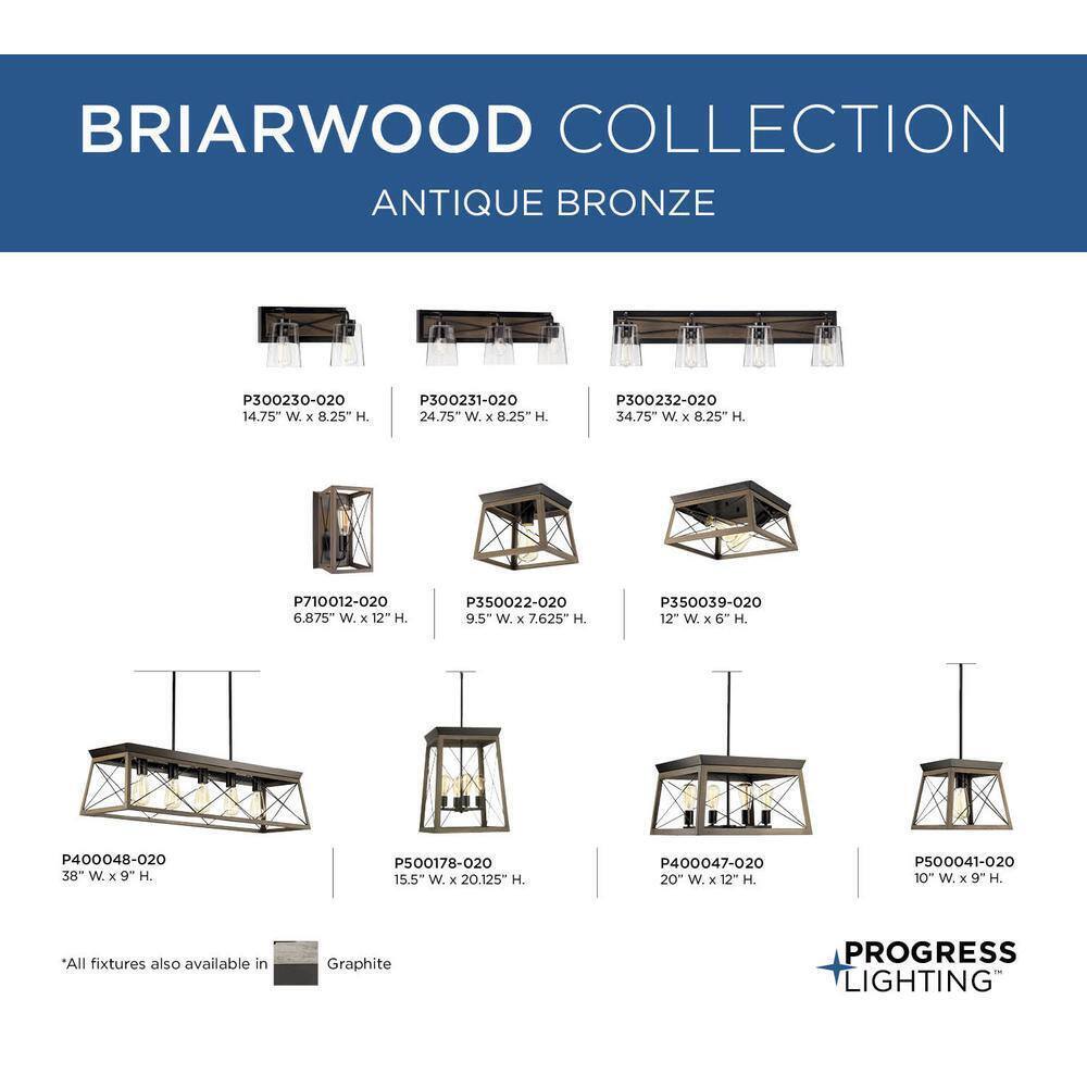 Progress Lighting Briarwood Antique Bronze Flush Mount Light w/Painted Oak Frame
