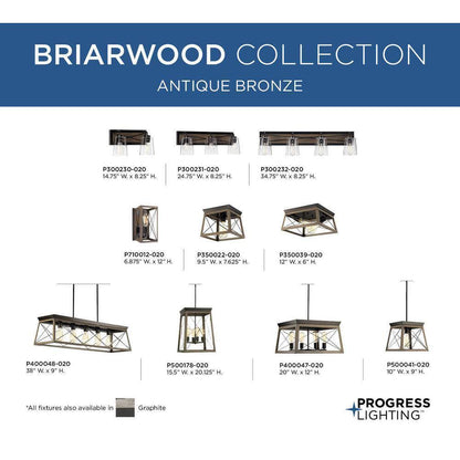 Progress Lighting Briarwood Antique Bronze Flush Mount Light w/Painted Oak Frame
