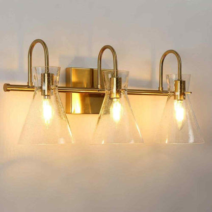 Uolfin Modern Bell Bathroom Vanity Light 3-Light Brass Gold Wall Sconce Light