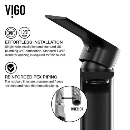 VIGO Davidson Single Handle Single-Hole Bathroom Faucet Sink in Matte Black
