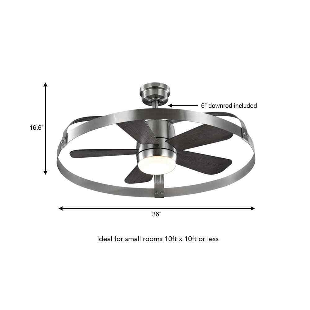 Home Decorators Harrington 36 in. LED Brushed Nickel Ceiling Fan w/ Light+Remote