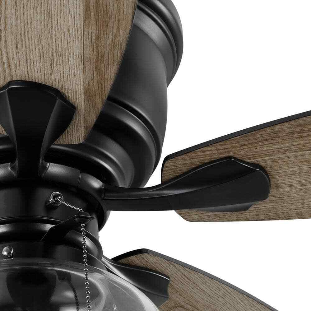 Hampton Bay Stoneridge 52 in. Indoor/Outdoor LED Matte Black Hugger Ceiling Fan