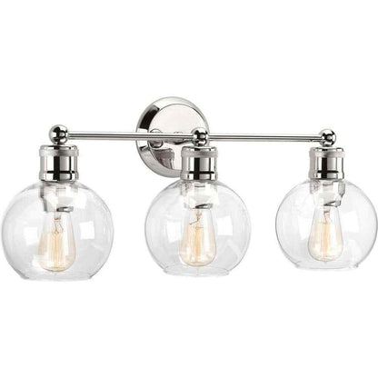 Progress Lighting Hansford 3-Light Polished Nickel Clear Glass Vanity Light