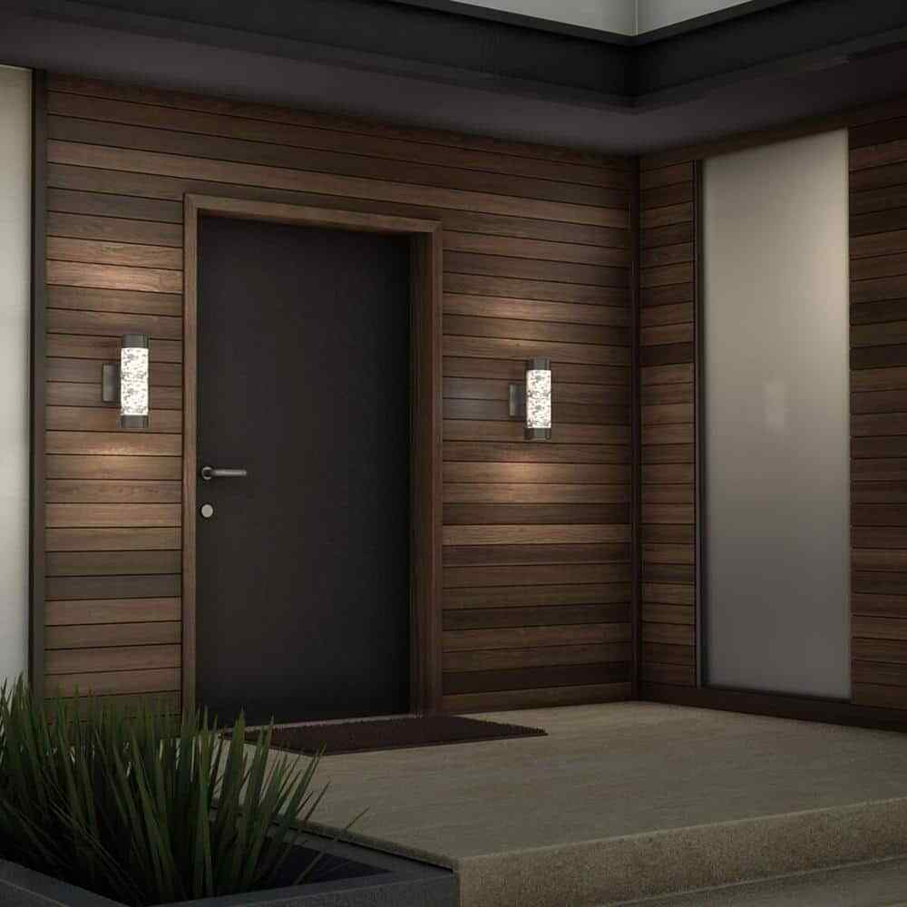 Home Decorators Ansel Black Bubble Glass LED Outdoor Light Cylinder Sconce
