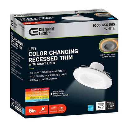 Commercial Electric 6 in. Selectable CCT LED Recessed Light Trim 670 Lumens
