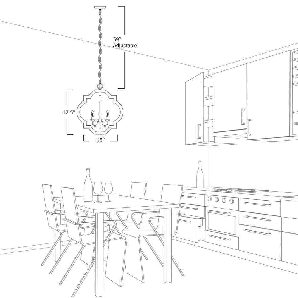 LNC Farmhouse Rustic Bronze Wood Chandelier 16 in. 3-Light Candlestick Pendant