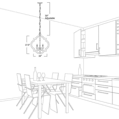LNC Farmhouse Rustic Bronze Wood Chandelier 16 in. 3-Light Candlestick Pendant