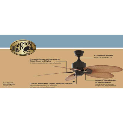 Hampton Bay Lillycrest 52 in. Indoor/Outdoor Aged Bronze Ceiling Fan