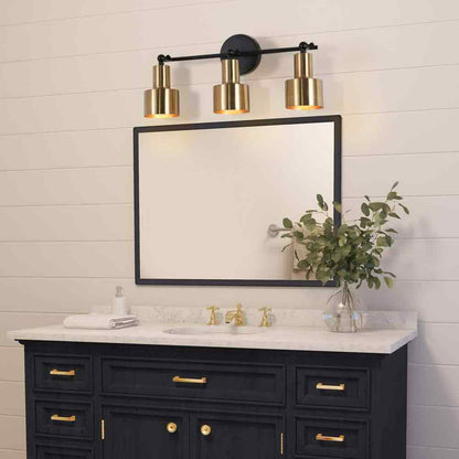 Uolfin Modern Brass Bathroom Vanity Light 20 in. 3-Light Black Gold Powder Room