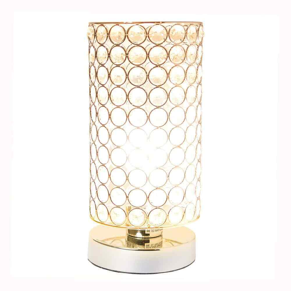 Elegant Designs 10.75 in. Chrome Elipse Crystal Cylindrical Uplight Table Lamp