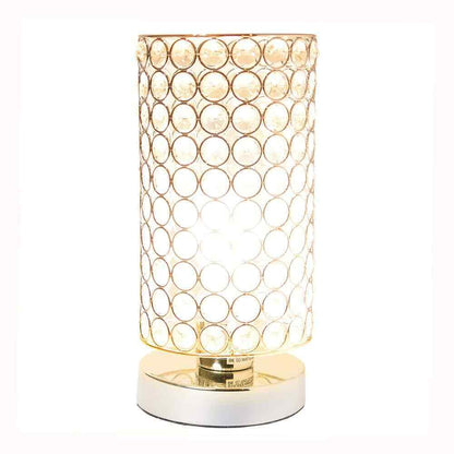 Elegant Designs 10.75 in. Chrome Elipse Crystal Cylindrical Uplight Table Lamp