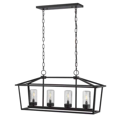 Home Decorators Jill 4-Light Textured Black Linear Chandelier 81010000048638