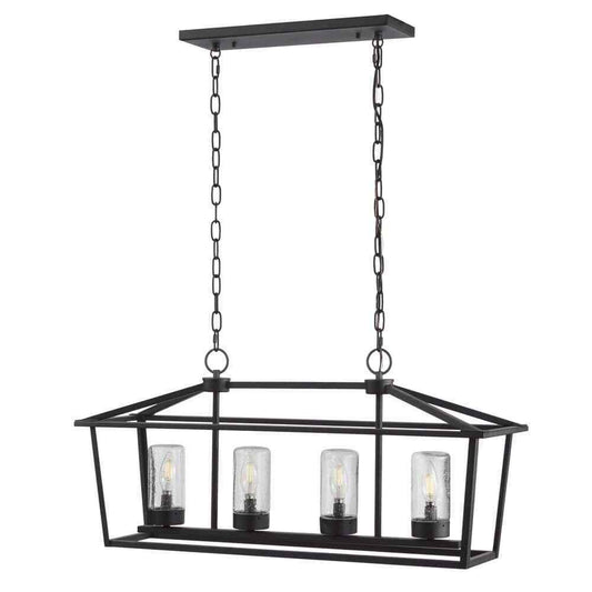 Home Decorators Jill 4-Light Textured Black Linear Chandelier 81010000048638