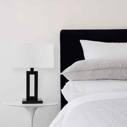 Globe Electric D'Alessio 20 in. Matte Black Table Lamp with White Linen Shade