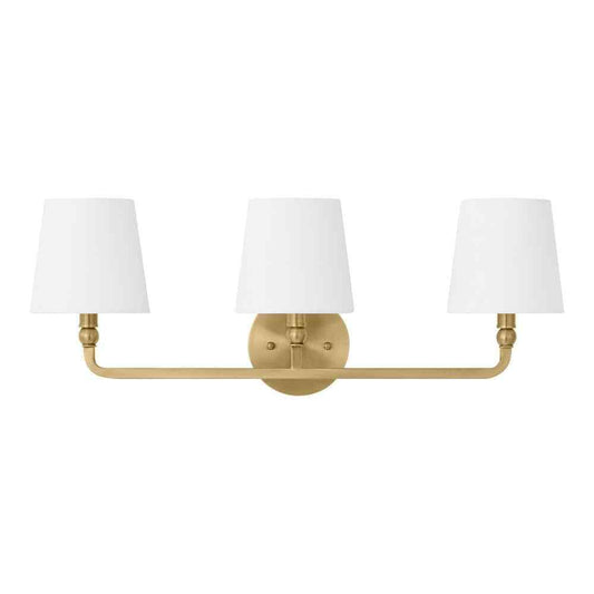 Hampton Bay Canterwood Brass Bathroom Vanity Light Fixture w/ Fabric Shades