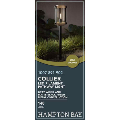Hampton Bay Collier Low Voltage Gray Wood Outdoor Landscape Path Light