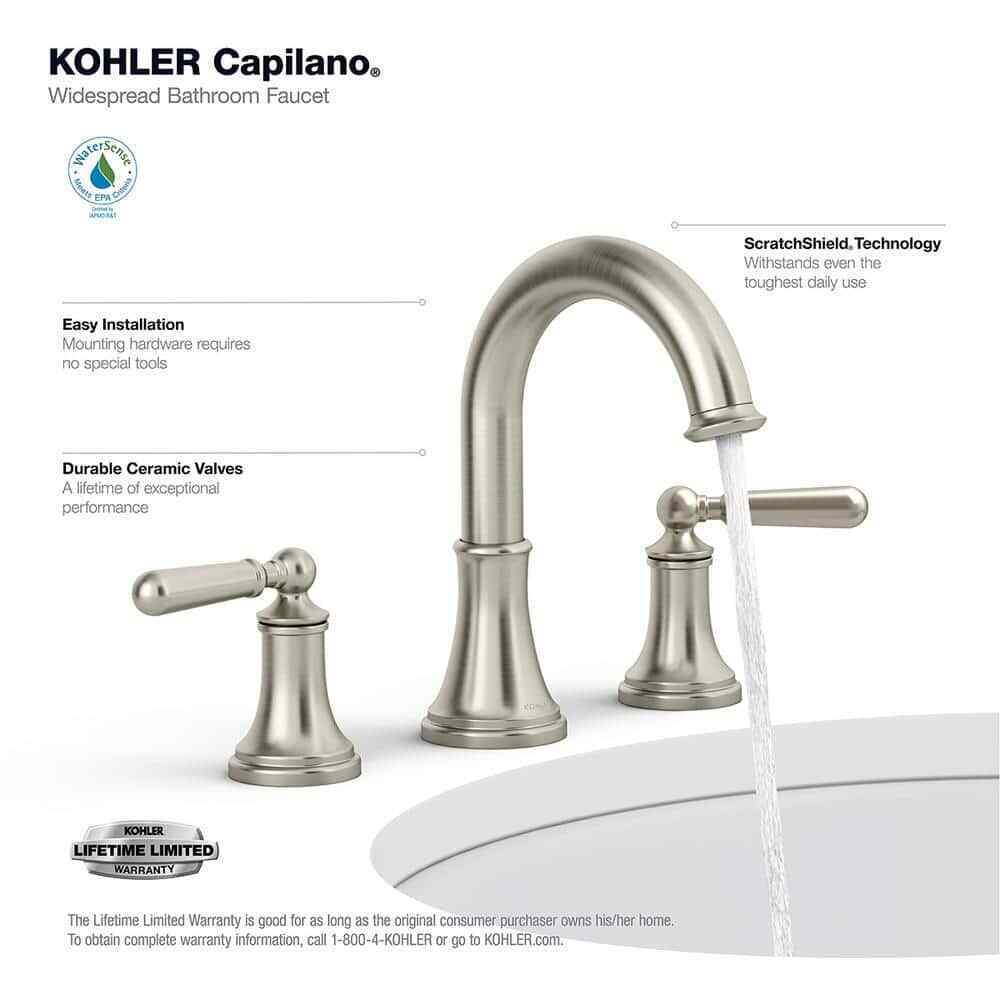 KOHLER Capilano 8 in. Widespread 2-Handle Bathroom Faucet in Brushed Nickel