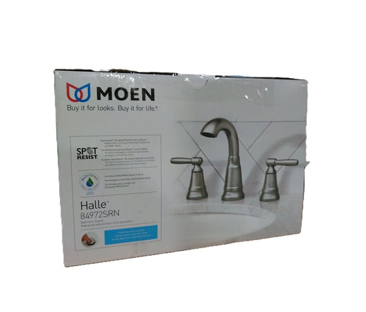 MOEN Halle 8 in. 2-Handle High-Arc Bathroom Faucet in Spot Resist Brushed Nickel