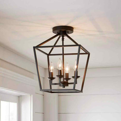 Home Decorators Weyburn 16.5 in Bronze Farmhouse Ceiling Light Caged Metal Shade