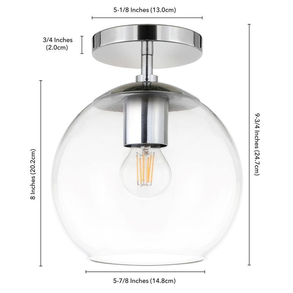 Meyer&Cross Bartlett 9 in. Polished Nickel and Clear Glass Semi-Flush Mount