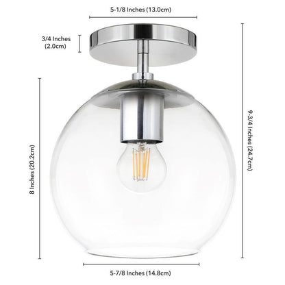 Meyer&Cross Bartlett 9 in. Polished Nickel and Clear Glass Semi-Flush Mount