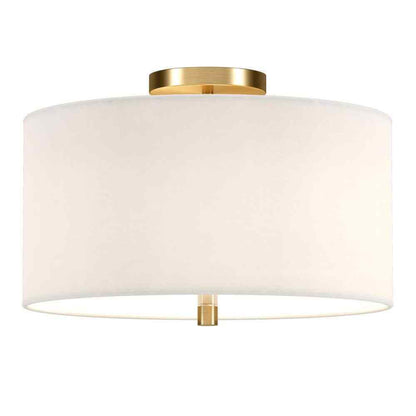 Meyer&Cross Ellis 16 in. Brass and White Semi Flush Mount with Fabric Shade