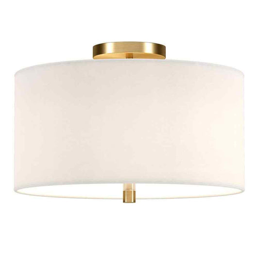 Meyer&Cross Ellis 16 in. Brass and White Semi Flush Mount with Fabric Shade