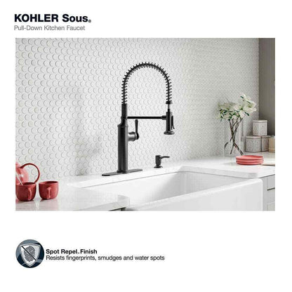 KOHLER Sous Pro-Style Single Handle Pull Down Sprayer Kitchen Faucet Matte Black