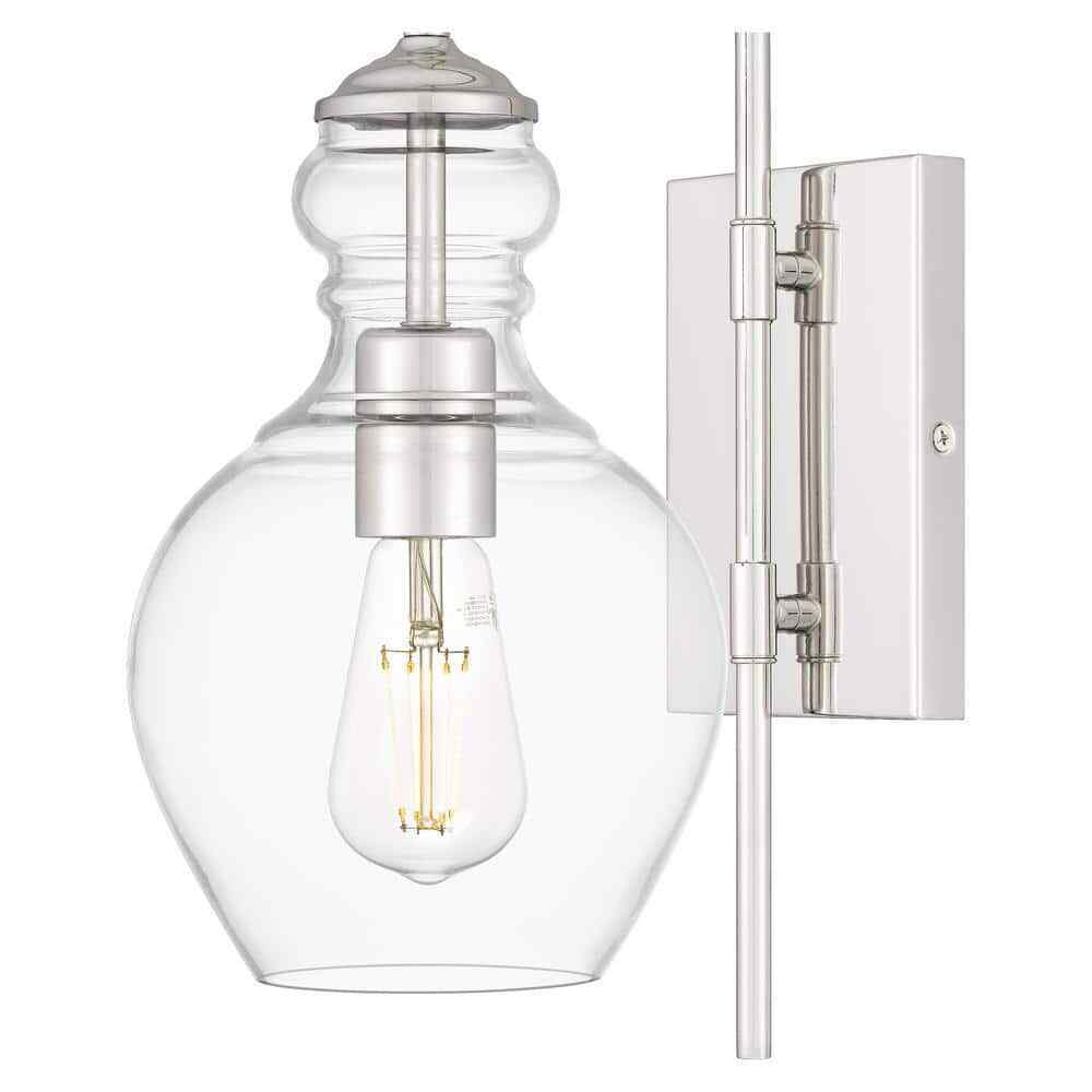 Home Decorators Bakerston 1-Light Polished Nickel Wall Sconce