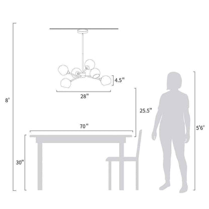 Uolfin Modern Gold Dining Room Chandelier Bubble 31.5 in. 6-Light Chandelier