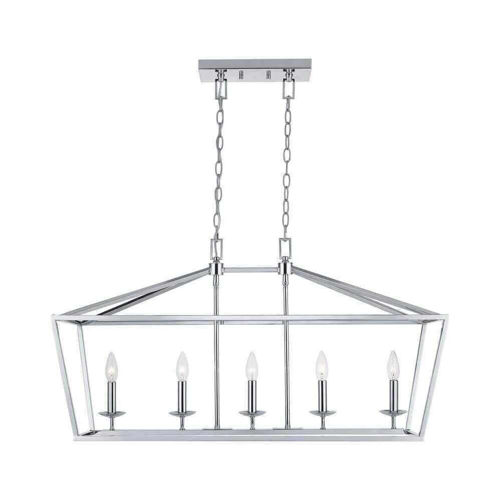 Home Decorators Weyburn 36" 5-Light Polished Chrome Farmhouse Linear Chandelier