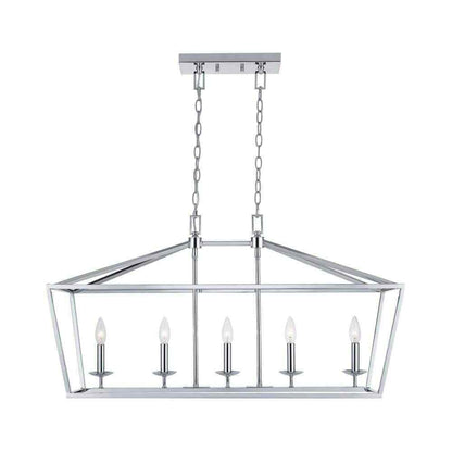 Home Decorators Weyburn 36" 5-Light Polished Chrome Farmhouse Linear Chandelier
